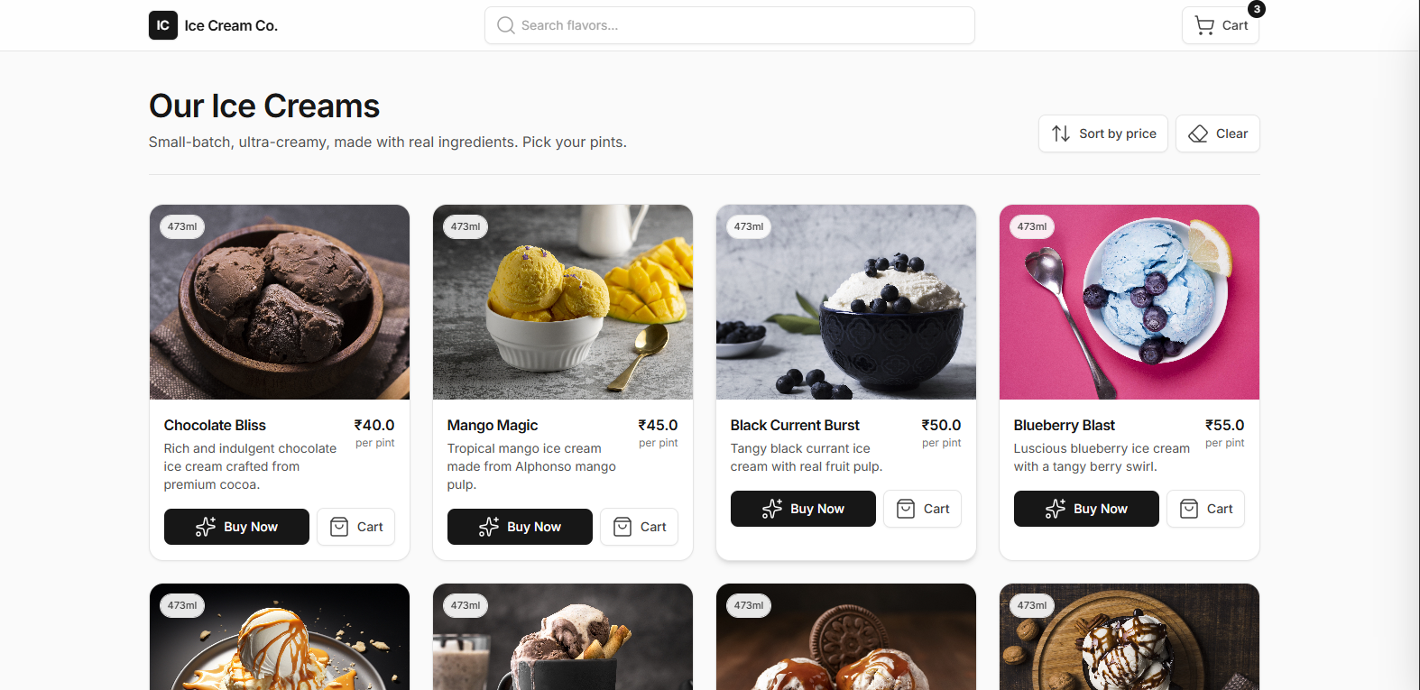 Ice Cream Catalog